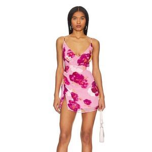 NBD Alara pink floral mini dress lingerie strappy slip REVOLVE Sz S $228